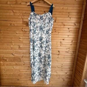 Cider Maxi Dress White Blue Floral Tie Straps Sundress Shower Brunch NWT 1XL